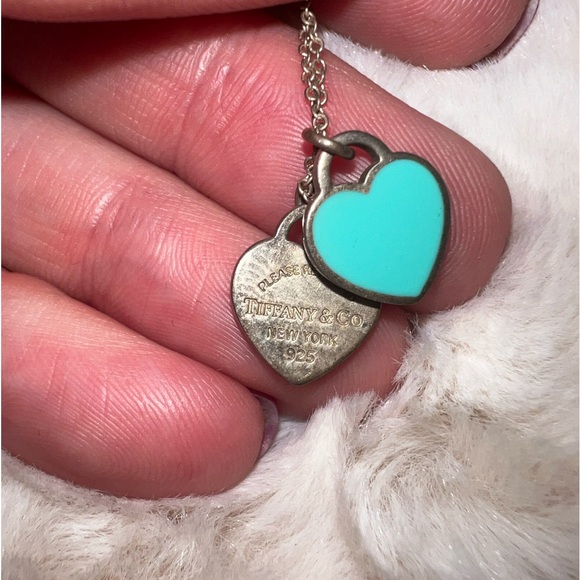 Tiffany & Co Blue Double Mini Heart Necklace - Picture 2 of 4